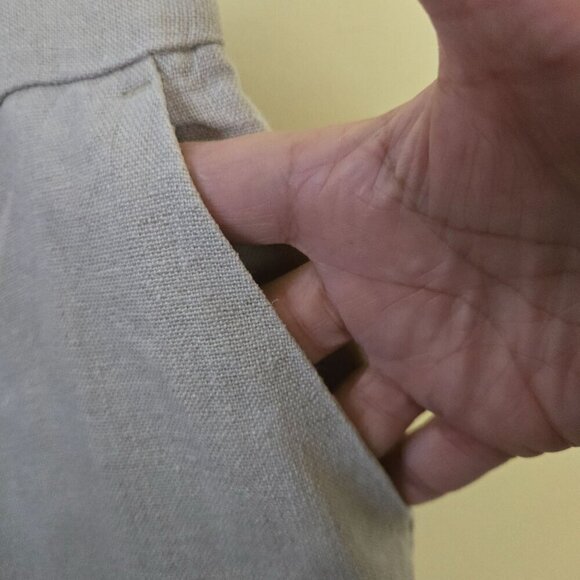 Ann Taylor Loft Julie Wide Leg Linen Trousers Oatmeal Size 10 - Picture 3 of 5